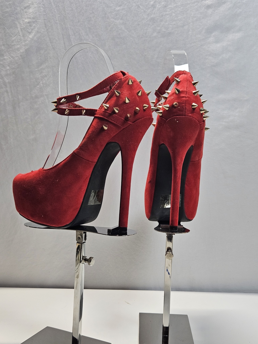 Charlotte Russe Red Faux Suede Spiked Platform Heels Halloween Costume Retro 7
